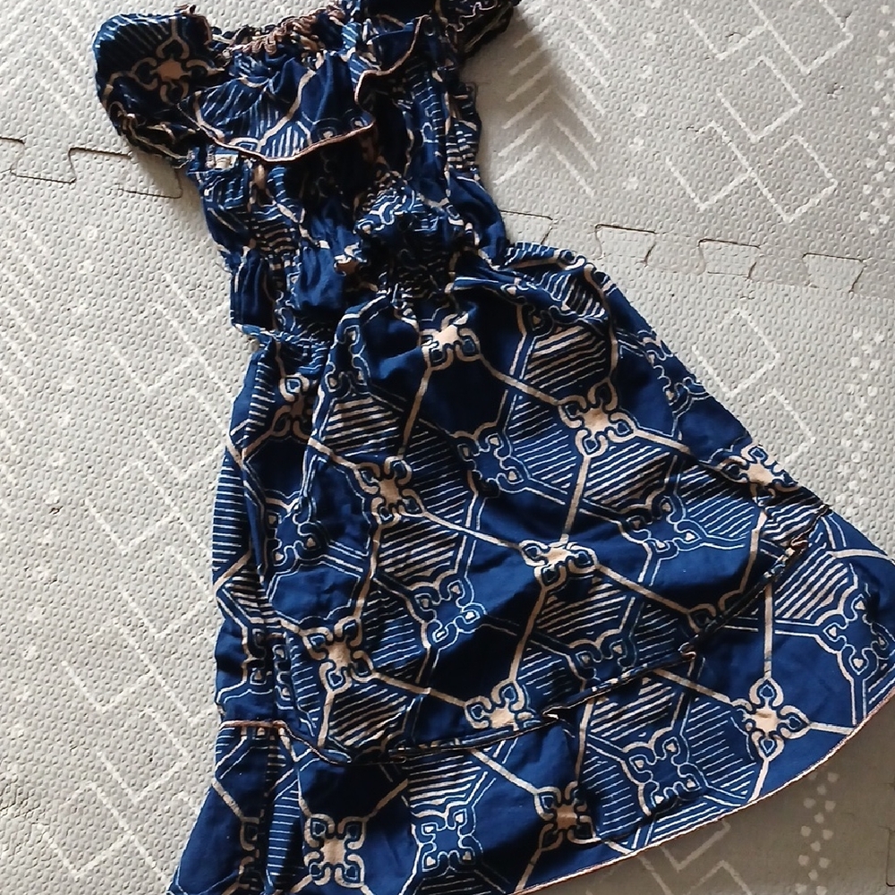 NDop Blue Patterned Kids Casual Dress